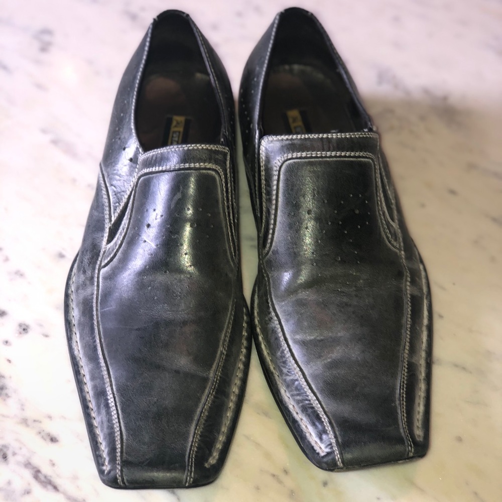 Stacy Adams leather distressed grey dressy shoes